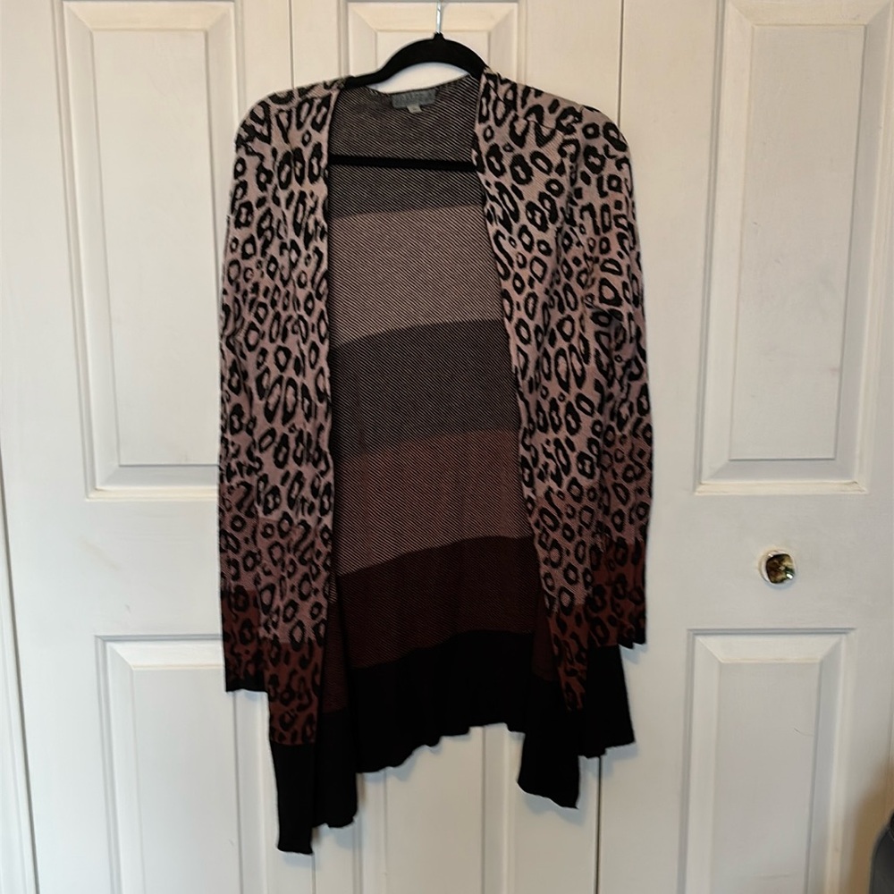 Joseph A. Leopard Print Open Front Cardigan Size M GUC B718